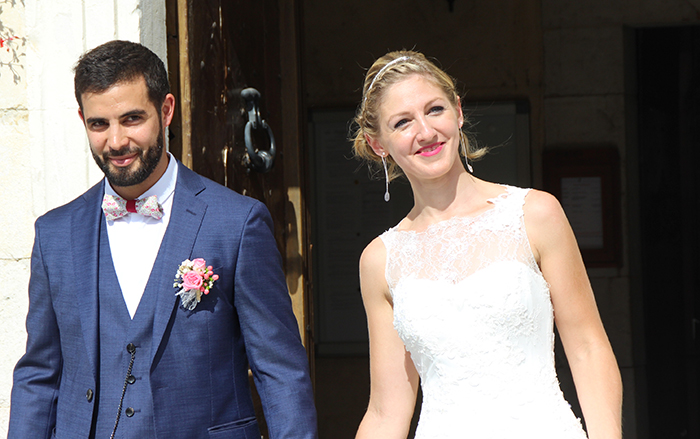 Sortie d'église pour le mariage d'Anaïs et Cédric à Monein